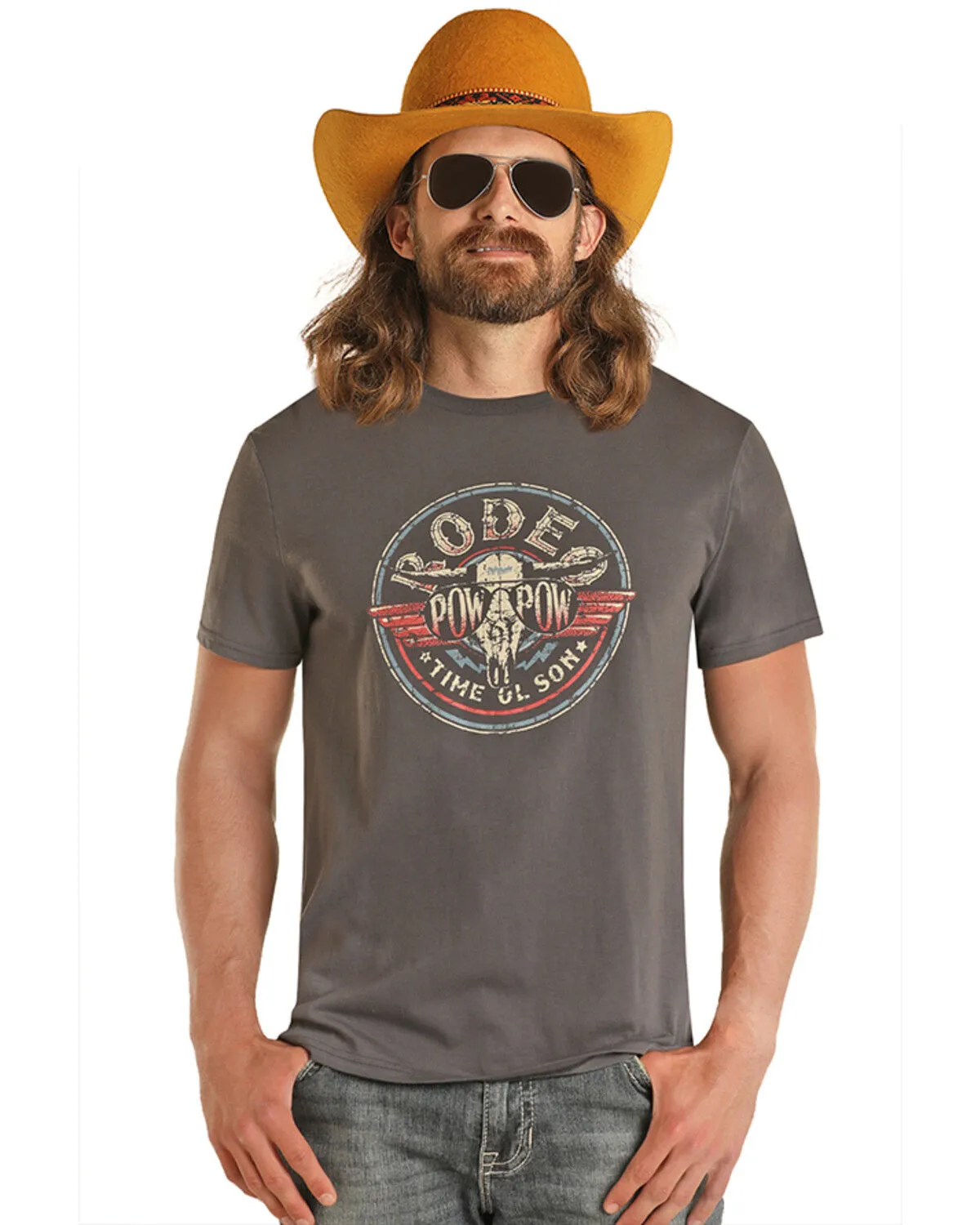 Product Name:  Rock & Roll Denim Men's Dale Brisby Rodeo Time Short Sleeve Graphic T-Shirt