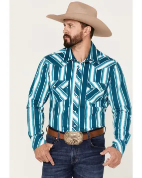 Product Name:  Rock & Roll Denim Men's Dale Brisby Stripe Stretch Long Sleeve Pearl Snap Shirt