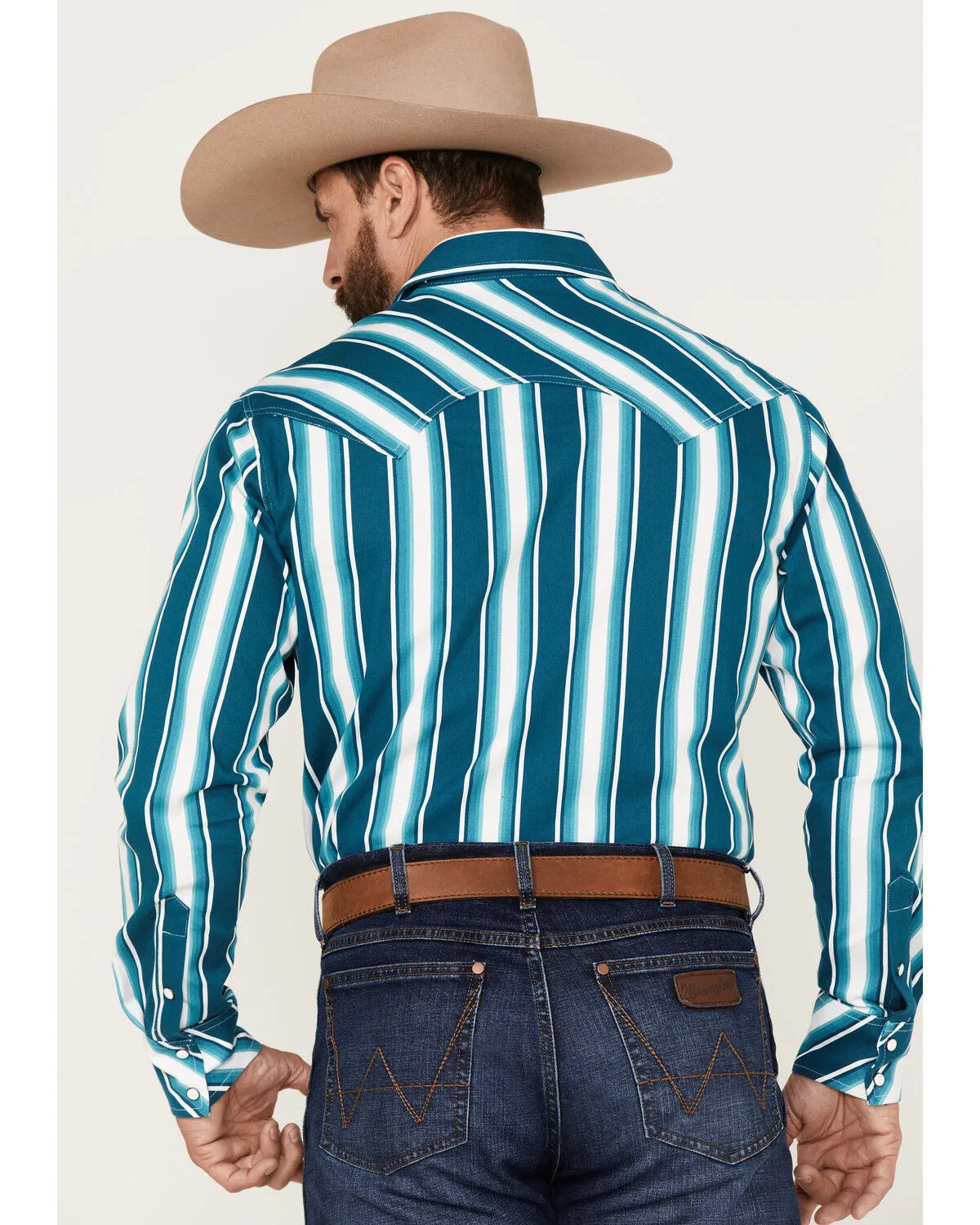 Product Name:  Rock & Roll Denim Men's Dale Brisby Stripe Stretch Long Sleeve Pearl Snap Shirt