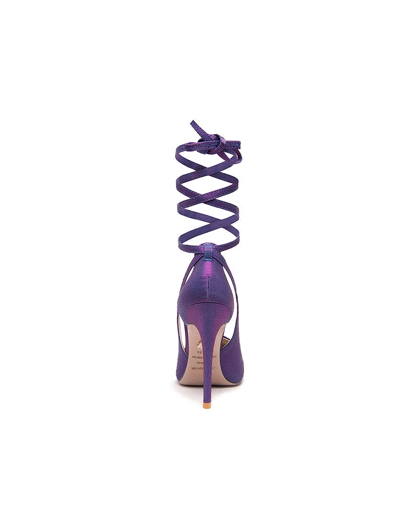 Purple Lace Up Stiletto High Heel Pumps