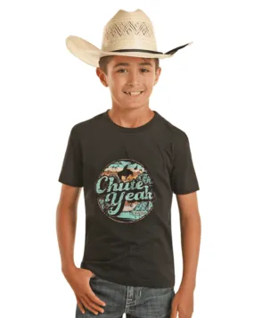 Rock & Roll Cowboy Boy's Dale Brisby Black Chute Yeah Graphic Tee BB21T03691