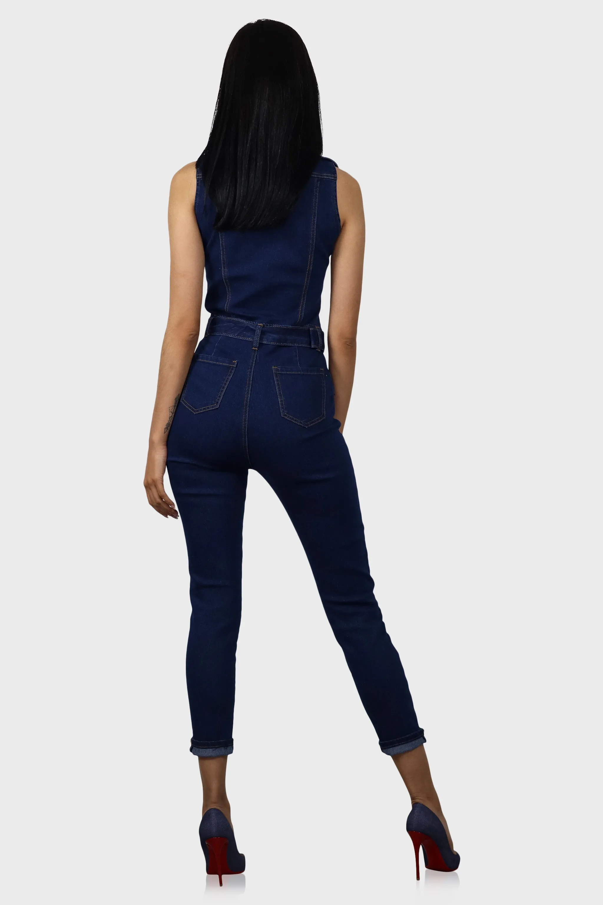 Sleeveless Denim Jumpsuit