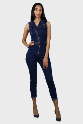 Sleeveless Denim Jumpsuit