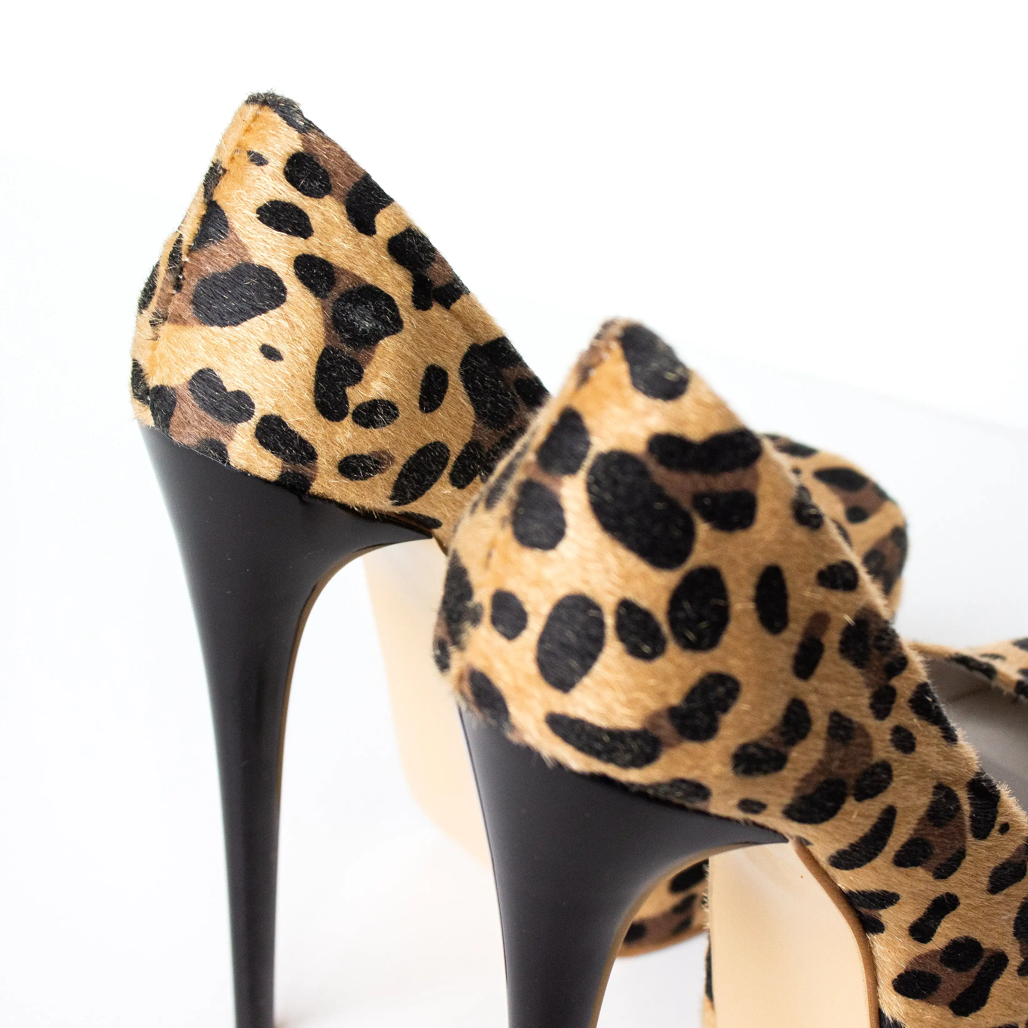 Square Toe Platform High Heel Pumps Leopard