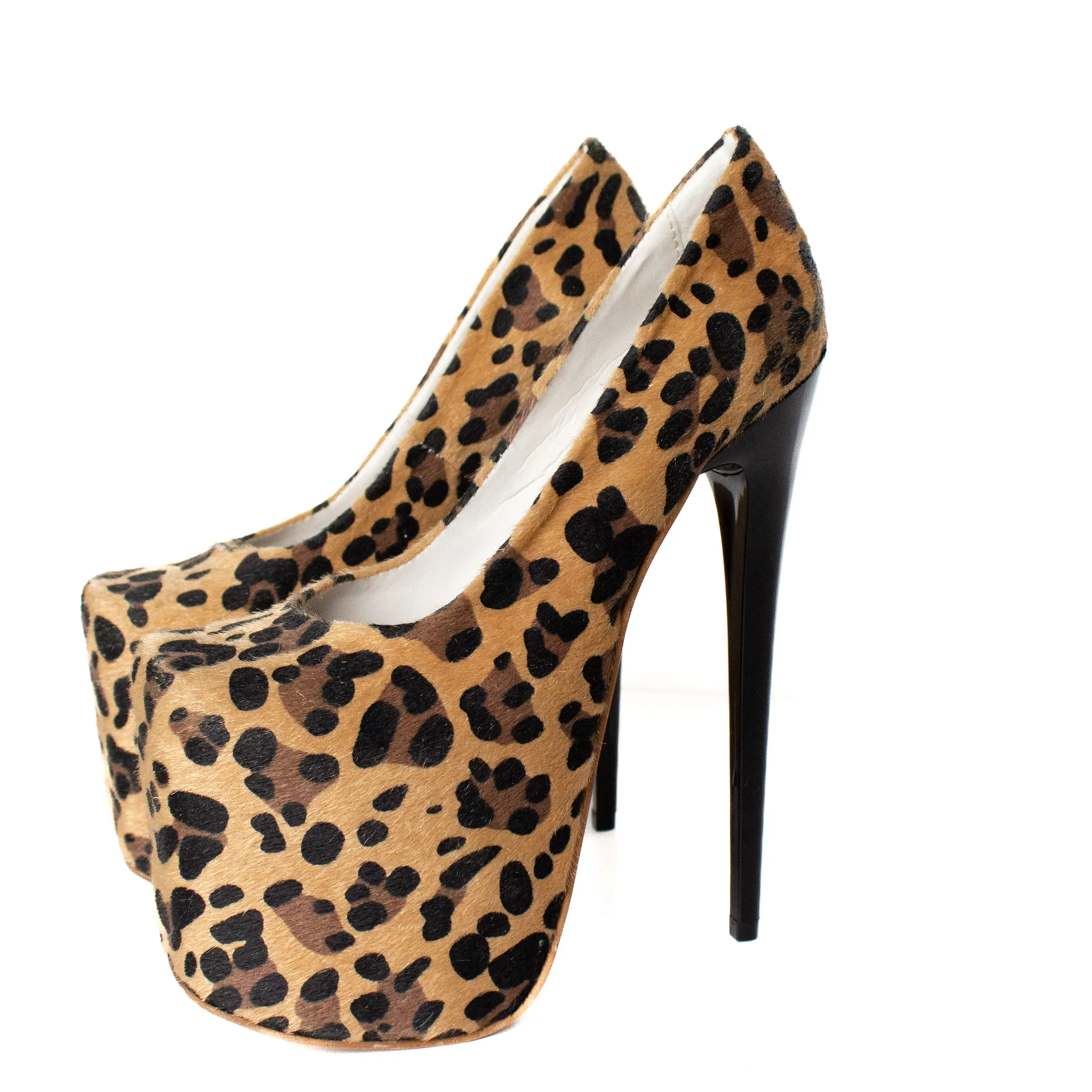 Square Toe Platform High Heel Pumps Leopard